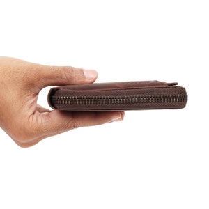 Cartera con cremallera y tarjetas, Cartera con cremallera para hombre / Cartera con bloqueo RFID para hombre / Cartera de cuero RFID hecha a mano / Regalo perfecto para papá / Regalo para él imagen 4