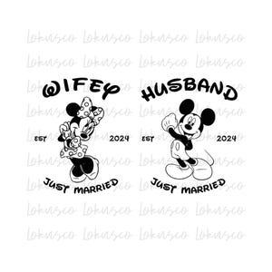 Mickey and Minnie Just Married SVG PNG, SVG files for Cricut, Disney Christmas Svg, Disney Trip Svg, Disney Png, Instant Download