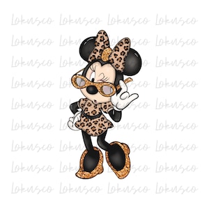Leopard Minnie Mouse PNG-fil, Minnie Pink Glitter, Minnie Sublimation Design, Animal Kingdom Png, Digital Nedladdning