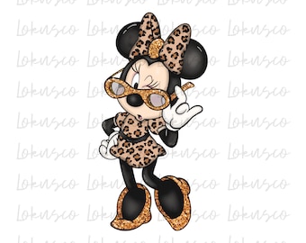 Leopard Minnie Mouse PNG file, Minnie Pink Glitter, Minnie Sublimation Design, Animal Kingdom Png, Digital Download