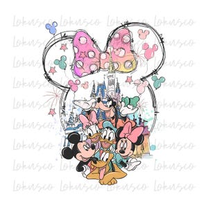 Castello acquerello Disney PNG, Castello orecchie di topo PNG, Castello retrò colorato PNG, Disegno a sublimazione PNG, Magic Kingdom PNG