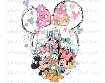 Castillo de acuarela de Disney (Png), Castillo de orejas de ratón (Png), Castillo retro colorido (Png), Diseño de sublimación (Png), Reino Mágico (Png)