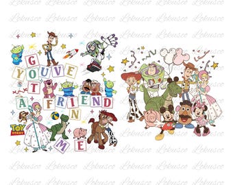 You've Got A Friend In Me PNG Bundle, 2 Cute Cartoon Character Clipart Designs, Printable Sublimation Files for Kids Shirts & Gifts