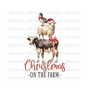 Christmas On The Farm Png, Christmas Farm Sublimation, Christmas Png, Christmas Farm Animals, Digital Download