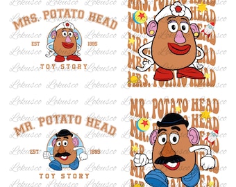 Toy Story - Pacote Sr. Batata e Sra. Cabeça de Batata PNG, Casal Disney PNG, Camisetas Combinando Família Disney, Férias em Família, Download Digital