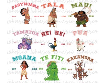 Moana All Character Bundle Png, Disney Moana Png, Family Vacay, Princess Png, Family Matching Png, Sublimation Print, Digital Download