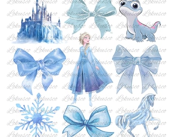 Princess Elsa Coquette Bow Png, Princess Blue Ice Png, FrozenElsa Png, Princess Ice Coquette Png, Magical Castle, Instant Download
