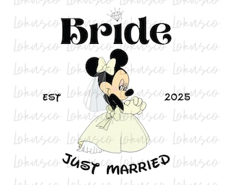 Disney Minnie Bride 2025 Png, Just Married Png, Mini Mouse Bride Shirt, Mickey Mouse Groom Shirt, Matching Bridal Party, Instant Download