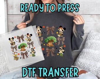 Mickey And Friends Animal Kingdom Coquette Bow DTF Transfer, Ready To Press, Iron On Transfer
