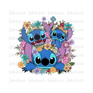 Floral Stitch PNG, Stitch Flower PNG, Cute Stitch Png, Summer Vibes Png, Stitch Clipart Png, Digital Download
