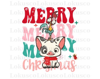 Disney Moana Merry Christmas svg, schattige Pua Pig kerst Tee, Disneyland kerstfamilie png, Disneyland vakantie familie 2024 cadeau