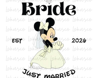 Disney Minnie Bride 2026 Png, Just Married Png, Mini Mouse Bride Shirt, Mickey Groom Shirt, Matching Bridal Party Png, Instant Download