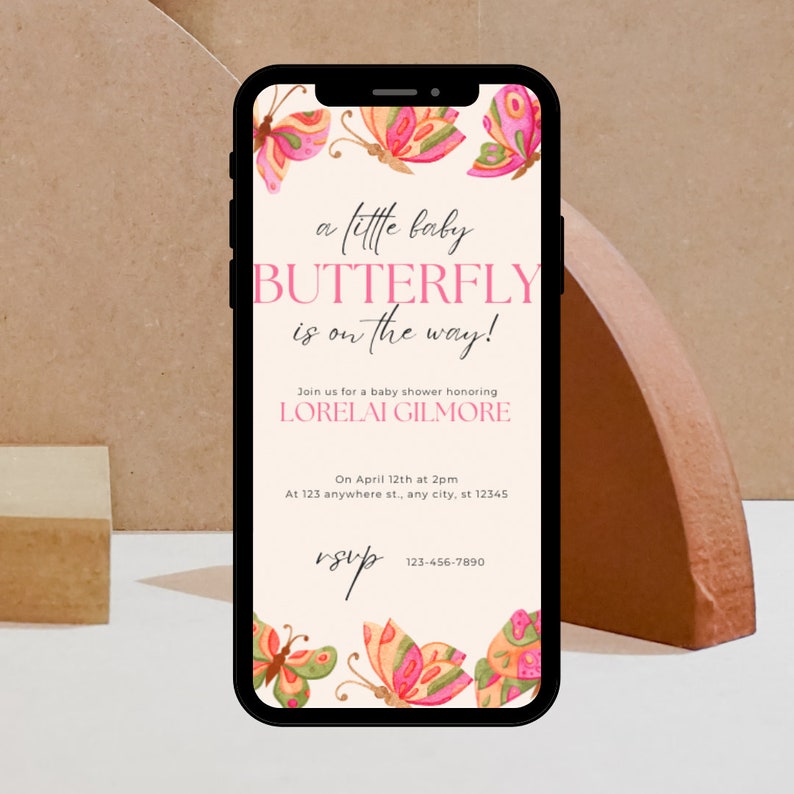 Editable Butterfly Baby Shower Invitation Butterfly is on the Etsy