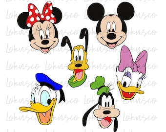 Bundle têtes de Mickey et ses amis Png, Mickey Mouse png, Mickey et ses amis Png, téléchargement immédiat