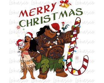 Disney Moana Christmas Png, Moana Pua Hei Hei Maui Christmas Light, Vacation Holiday, Disneyland Family Christmas, Digital Download