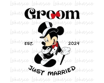Just Married Mickey Husband Est 2024 Png, Groom Png, Disneyland Vacation, Digital File for Cricut or Silhouette Instant Download