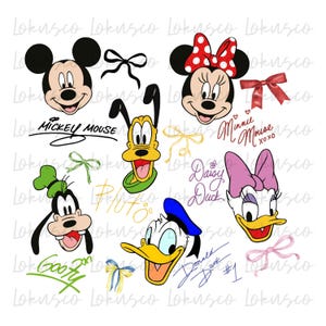 Mickey Coquette Bows Signatures, Mickey and Friends PNG, Mickey Mouse Disney PNG, Disney World Png, Disneyland Png, Magical Kingdom