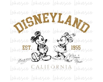 Mickey and Minnie Disneyland Est Png, Disney Sublimation Design, Magical Kingdom Png, Disneyland Vacation, Instant Download