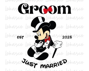 Mickey Groom Est 2025 Png, Just Married Png, Disneyland Vacation, Digital File for Cricut or Silhouette Instant Download