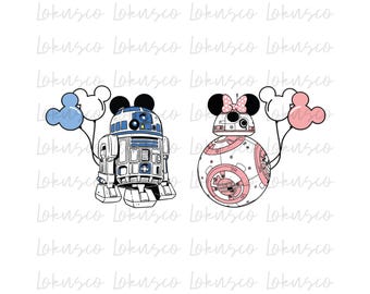Star Wars Couple PNG, Disney Trip, R2D2 BB8 Couple Shirt, Star Wars Droid Shirt, Star Wars Matching Png, Disney Couple Honeymoon Png