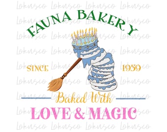 Disney Doornroosje png, Fauna Bakery Shop 1959 gebakken met liefde en magie png, shirt fairy Godmother, instant download