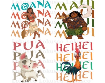Disney Moana Character Png, Moana png, Pua pig and Hei Hei png, Moana Png, Moana Shirt Png, Instant Download, Digital File, Only Png