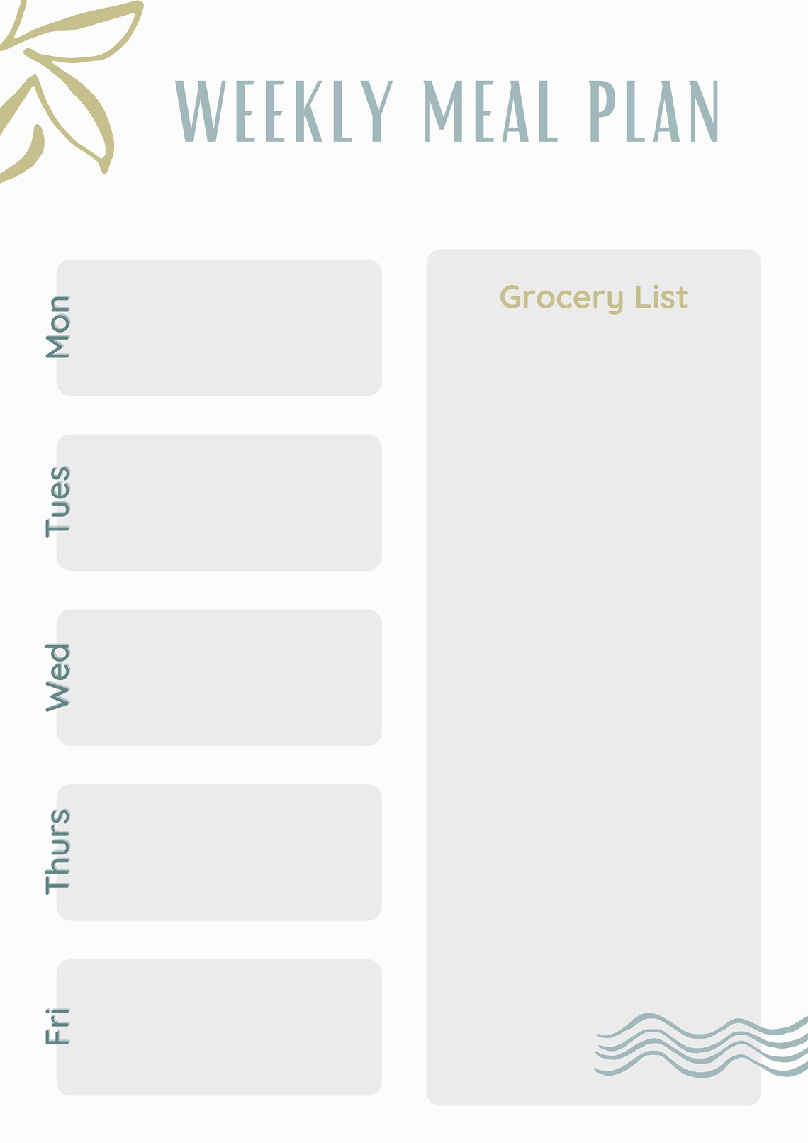 Printable Menu Planner With Grocery List, Weekly Menu Planner, Meal ...