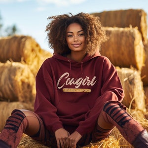 Cowgirl Boots and A hoodie for women western-style pullover rustic rodeo sweatshirt country girl clothing cozy cowgirl gift western sweater