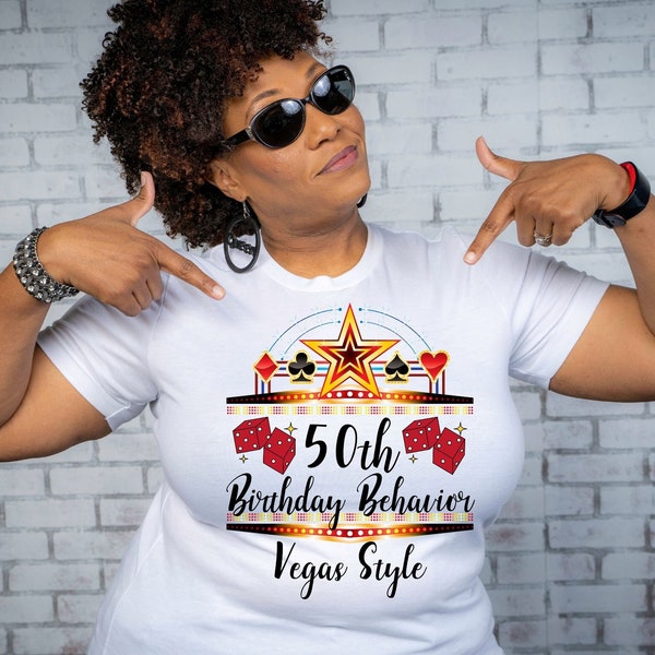 Vegas Vacation Shirt for 50th Birthday Party Gift for Woman, Fiftieth Bday Celebration, Woman Vegas Tshirt for 50th Birthday Trip