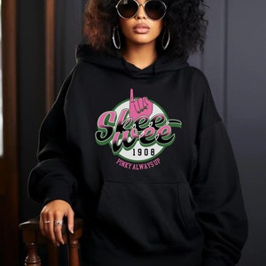Alpha Kappa Alpha AKA Skee Wee Hoodie Trendy AKA Sweatshirt for Sorority Pride Perfect Gift for aka Soror Pink and Green AKA Apparel Greek