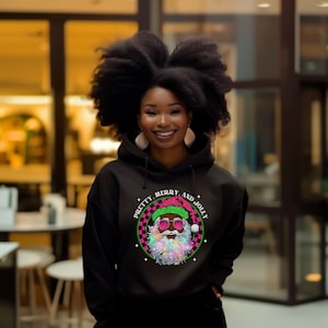 Alpha Kappa Alpha Christmas Shirt with Santa AKA Sorority Holiday Tee Pink and Green Sisterhood Gift Festive AKA Apparel for Sorors Gifts