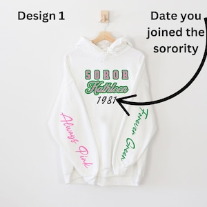 Personalized Soror Hoodie Sweatshirt, Pink and Green AKA Apparel, Custom Sorority Gift, AKA Soror Pride Hoodie for Sisters Black Greek Life
