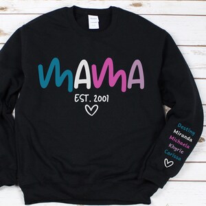 Personalize Mom Sweatshirt, Gift for Mom, Custom Mama Sweatshirt, Mother&#39;s Day Sweatshirt, Birthday Gift for Daughter, Sweatshirt Trendy Mom