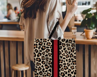 Leopard Tote Bag Women Stylish Animal Print Shoulder Bag Personalized Gift Durable Tote for Everyday Use Travel Work and Fashion Accessory