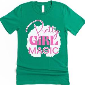 Pretty Girl Magic AKA Shirt Black Sorority Apparel Pink and Green Greek Shirt AKA Sorority Gear AKA Fashion for Women aka pretty girl style
