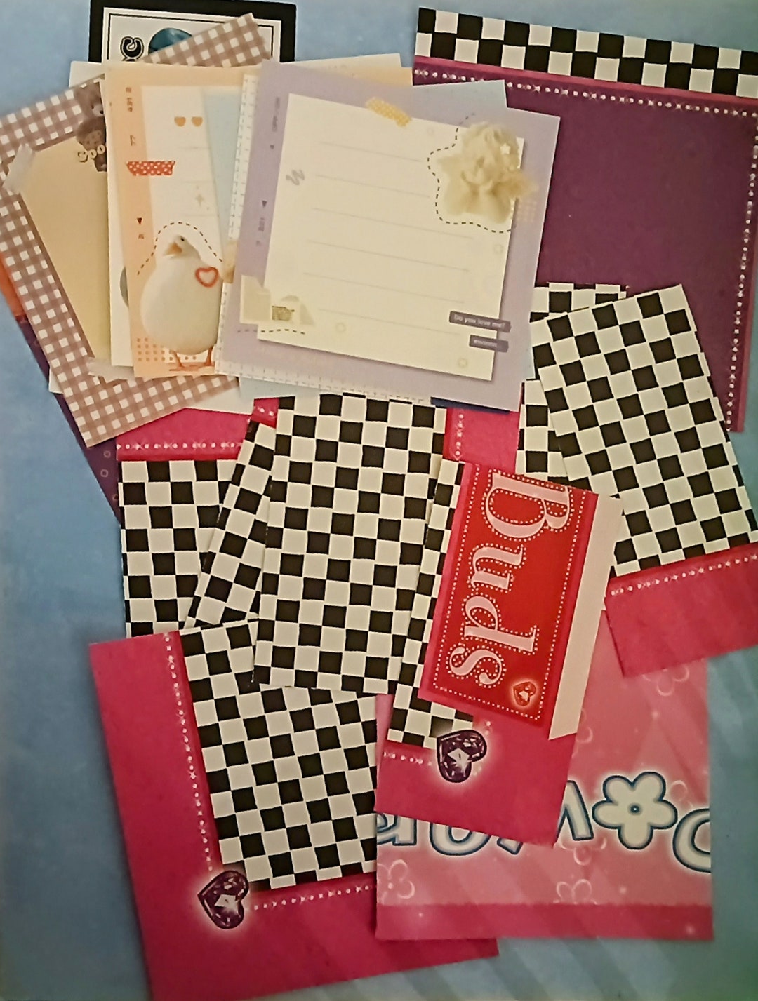Retro Stationery & Craft Paper Pack, 90s Nostalgia, Kawaii Memo Sheets