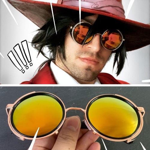 Anime Hellsing Alucard Cosplay Prop Vampire Hunter Óculos de Sol Laranja  para Mulheres Homens