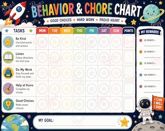 Tableau de comportement quotidien des enfants : choix positifs, système de récompenses