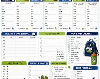 Weekly Sports Planner: Schedule, To-Do List, Meal Plan, Checklist