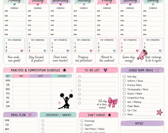 Agenda hebdomadaire Cheer Mom de compétition pour mamans occupées (téléchargement numérique)