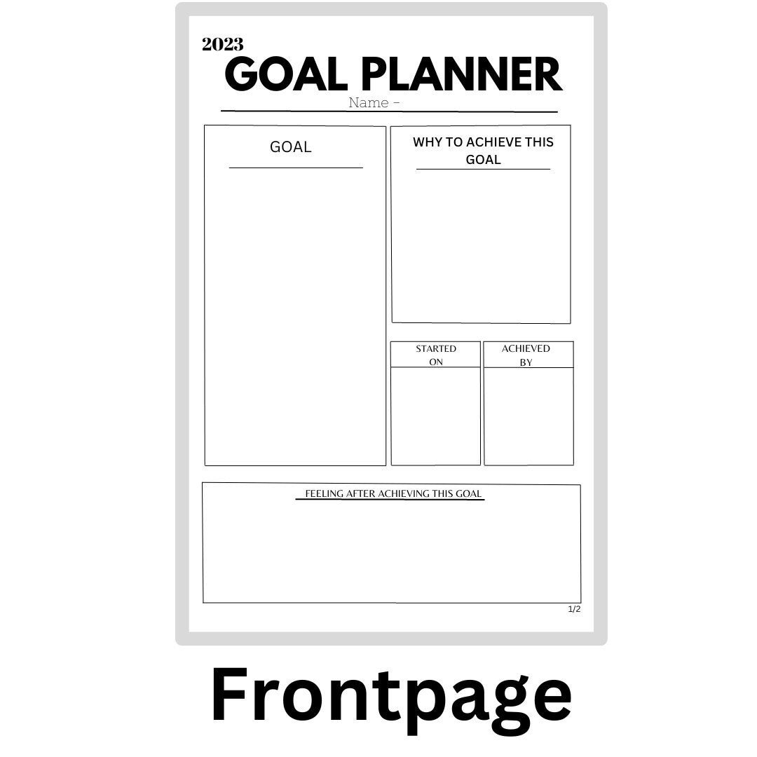 Goal Planner 2023 Goal Template for 2023 Printable Goal Etsy