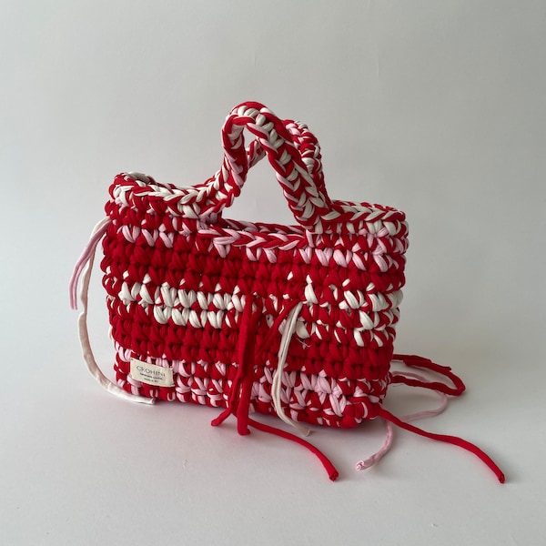 Red Crochet Bag - Medium CROHINI DIANA Bag - Handmade - Gehäkelte Tasche