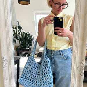Baby Blaue Gehäkelte Tragetasche - BEACH PLEASE - Handmade - Gehäkelte Tasche