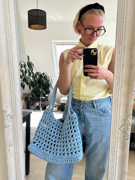Handmade Crochet Baby Blue Handbag SEASTERS _ MILEY Crochet Handbag : Baby Blue – weareseasters.com main image 3