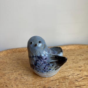 Tommy Kakinuma blue bird, vintage Canadian studio pottery
