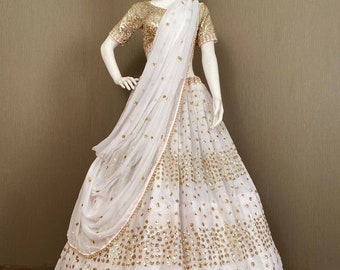 Bollywood Off White Lehenga Choli sequence lehenga choli For Women Embroidery Work Lehenga Choli Indian Pakistani dress