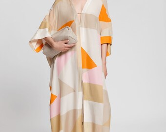 Stylish Beachwear Soft Satin Silk Premium Designer Takchita Kaftans,Casual Cover-Up Printed Silk Kaftan,attrective wear kaftan.