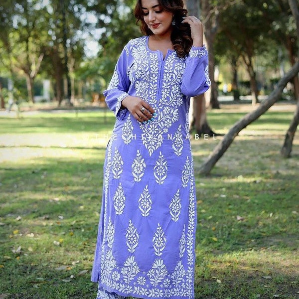Lavender Blue Salwar Suit Indian Designer Dress Wedding Salwar Suit Ready to Wear Kurti Sharara Suit Salwar Kameez Partywear Suit.