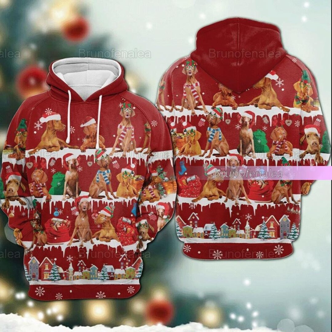 Christmas Magyar Vizsla 3D Hoodie Vizsla Snow Christmas Etsy