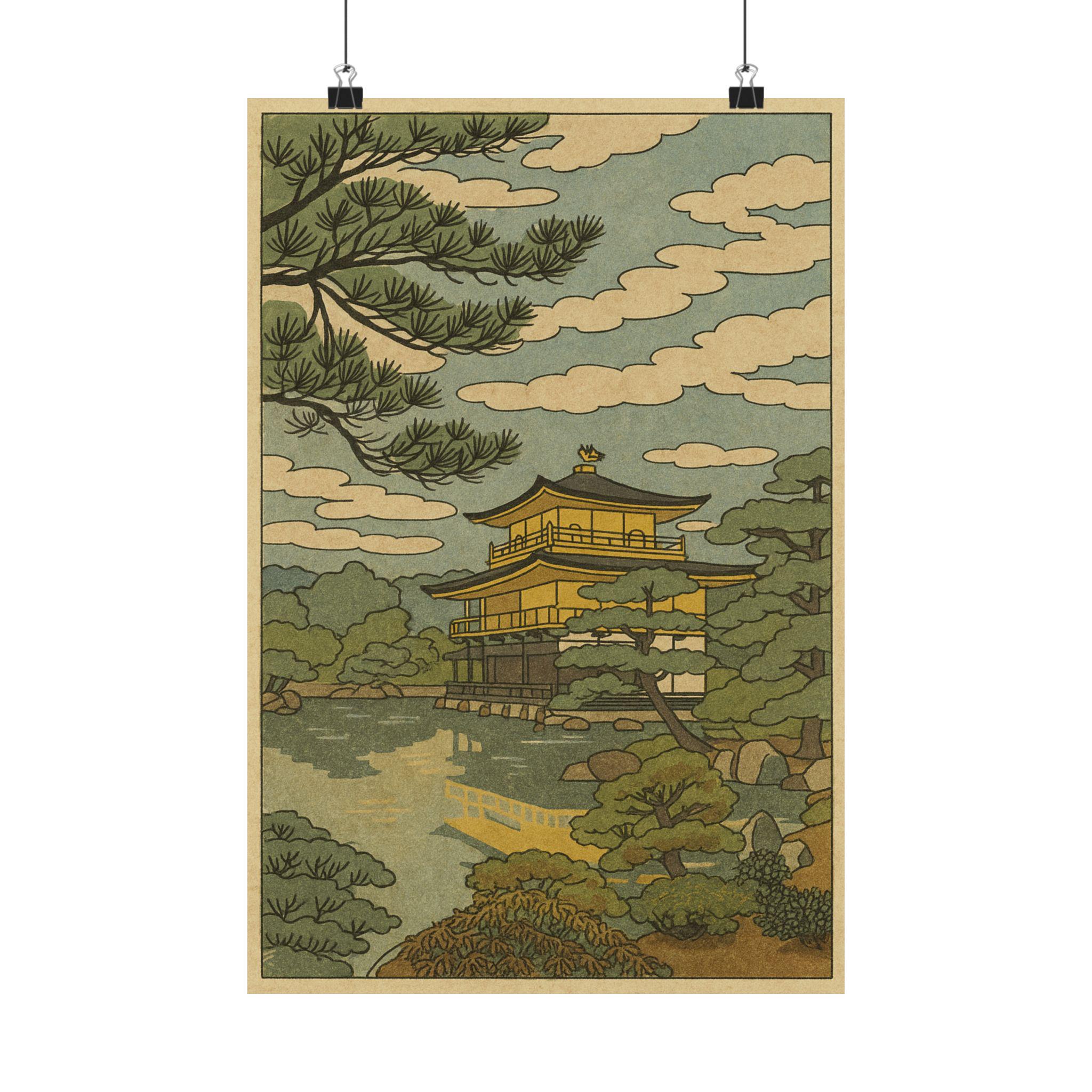 金閣寺金閣版画：京都の禅庭園、日本の風景画 - Etsy 日本